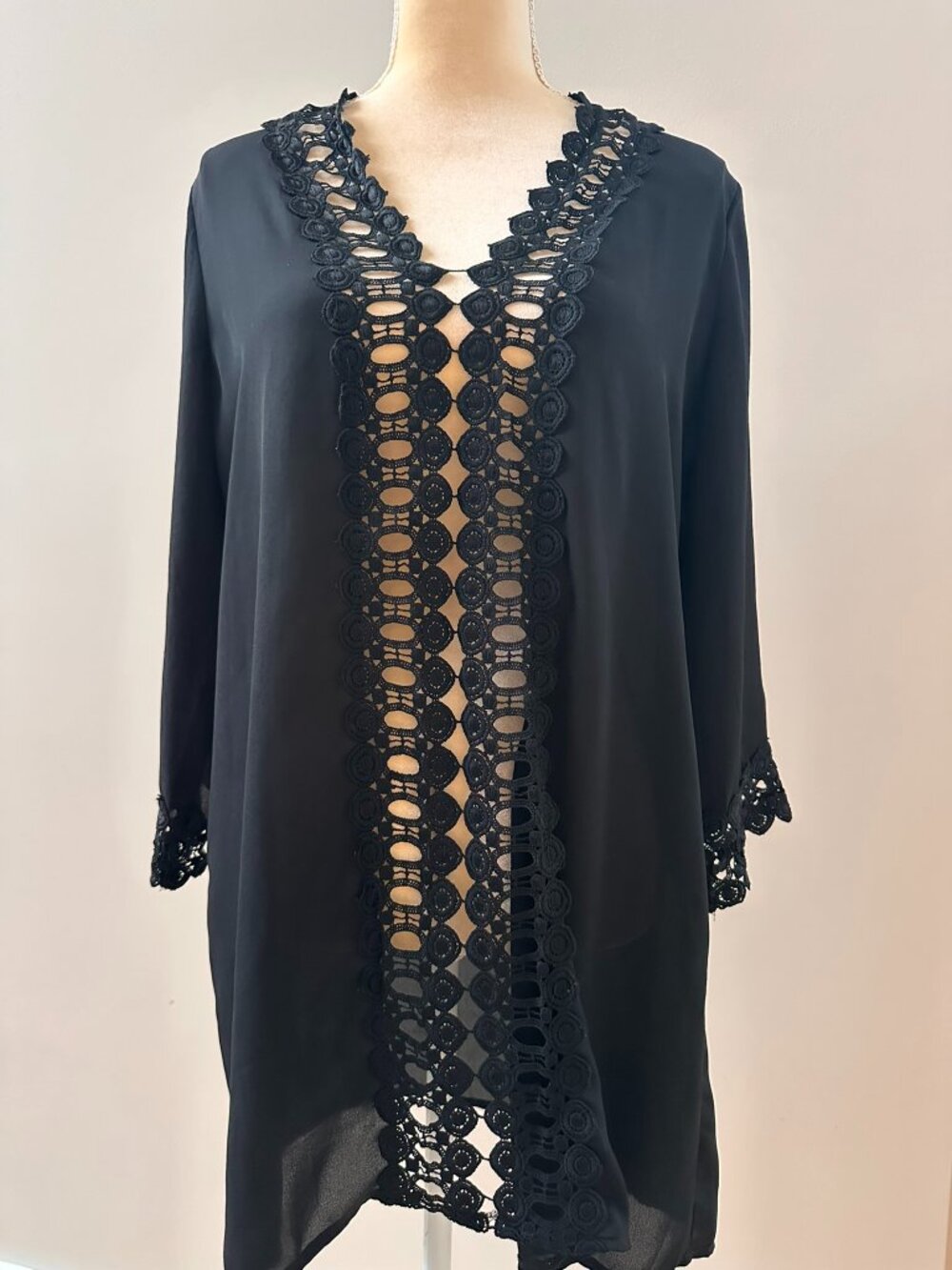 MiYang Black Lace Detail Swim Cover-Up – Size L